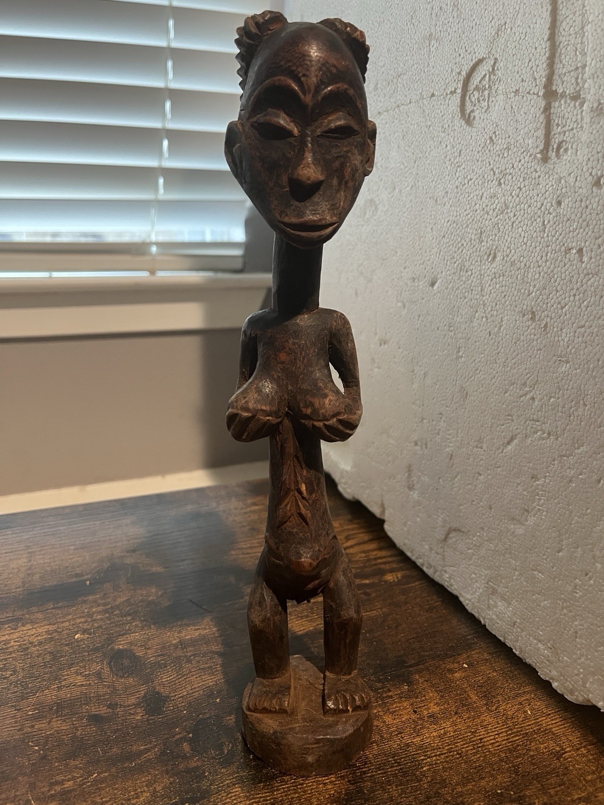 Antique Hemba Female Ancestor Figure Singiti Wood Congo African Tribal Art 11''