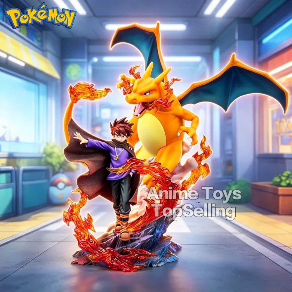 17cm Pokemon Charizard Gary Oak Anime Figure PVC Collectible Model Toy Gift New