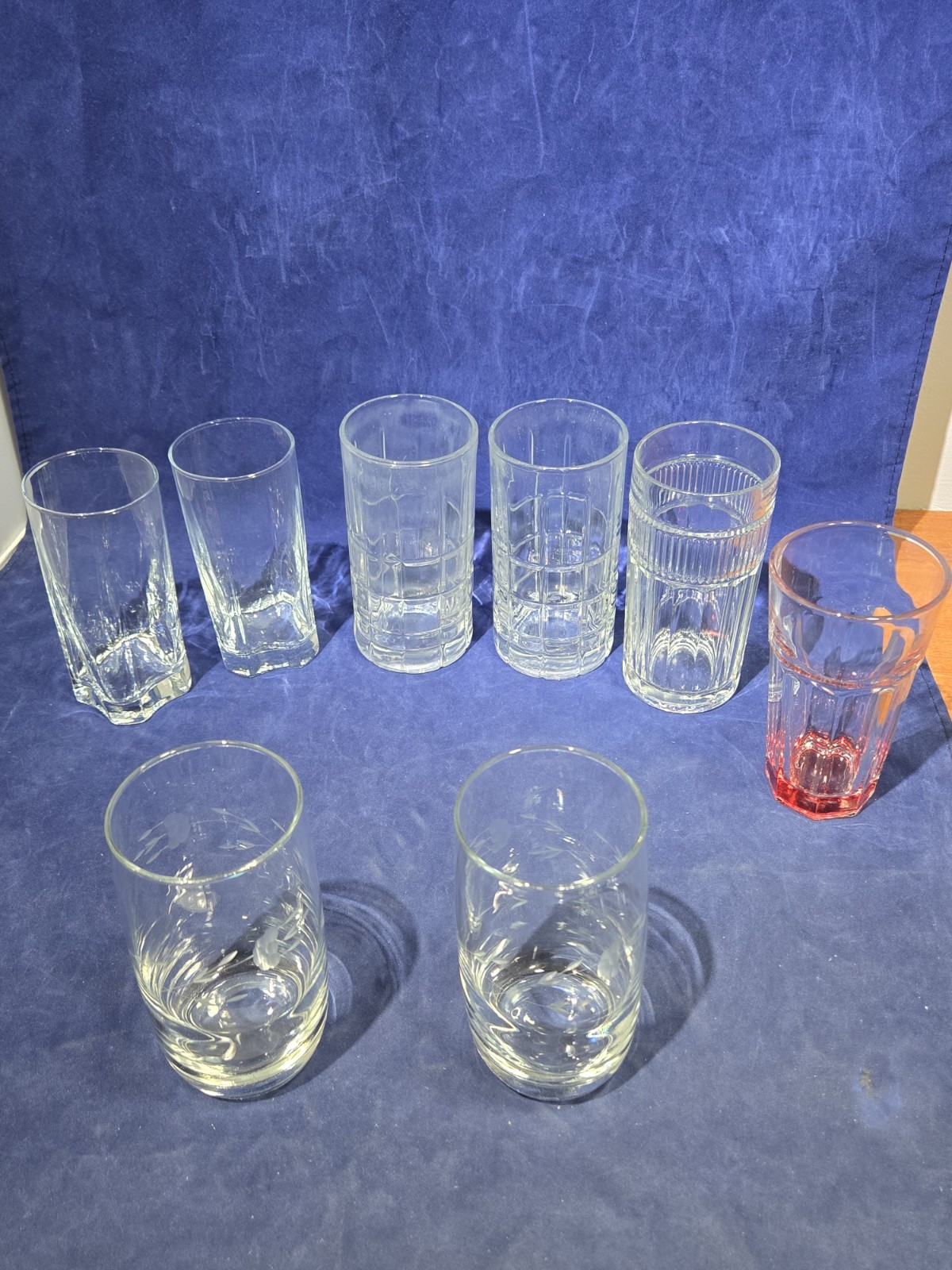 8 Vtg Highball Glasses Replacement Lot Anchor Hocking Annapolis Tartan Heritage 