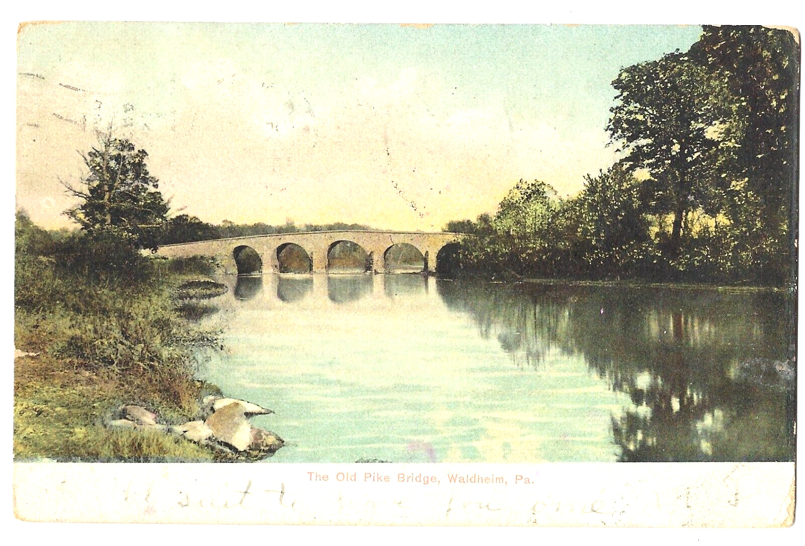 Waldheim PA The Old Pike Bridge over  Conewago Creek 1909