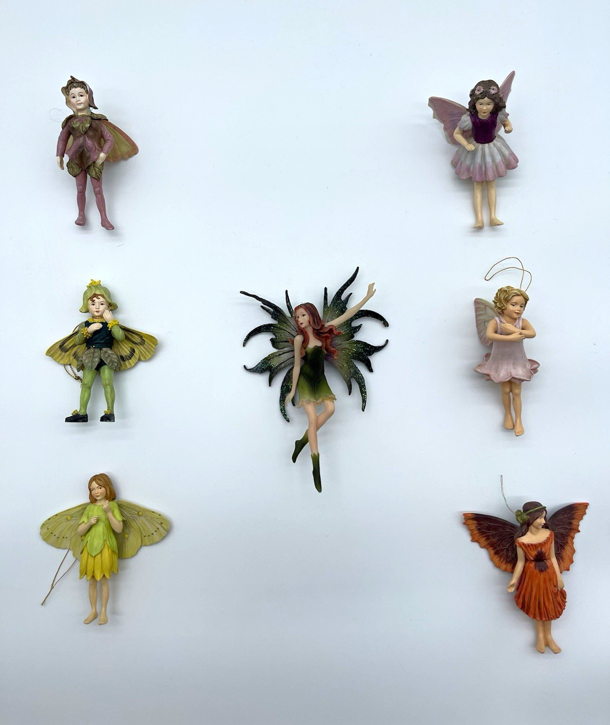 Vintage Set of 7 Collectible Fantasy Fairy Hanging Ornaments/Figures