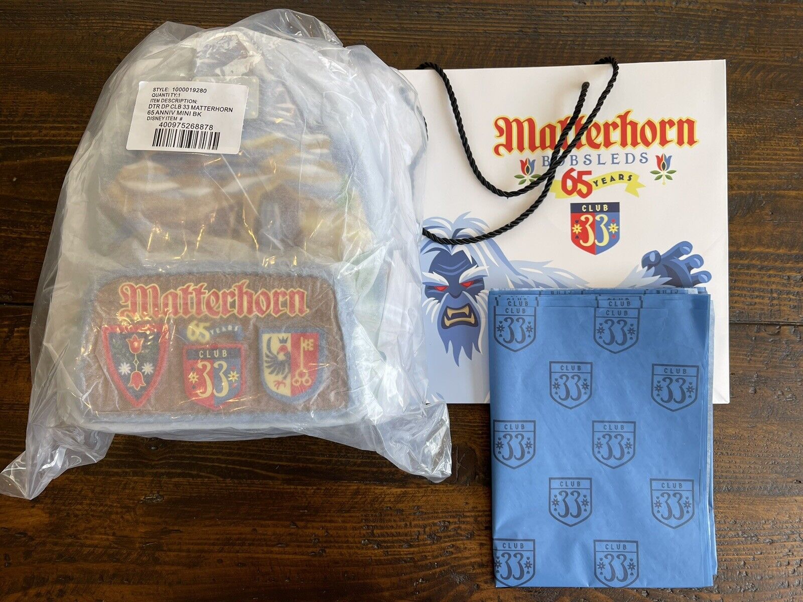 CLUB 33 Disneyland Matterhorn 65th Anniversary Loungefly backpack UNOPENED LtdEd