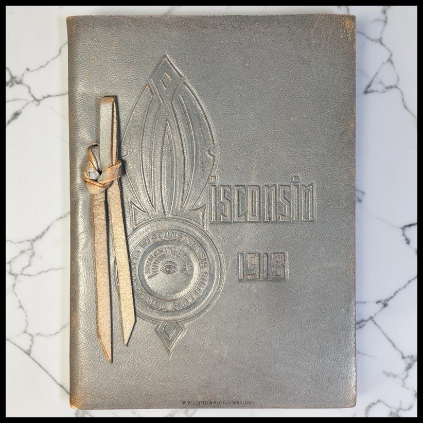 Antique 1918 University of Wisconsin Leather Commencement Program E.A. Wright