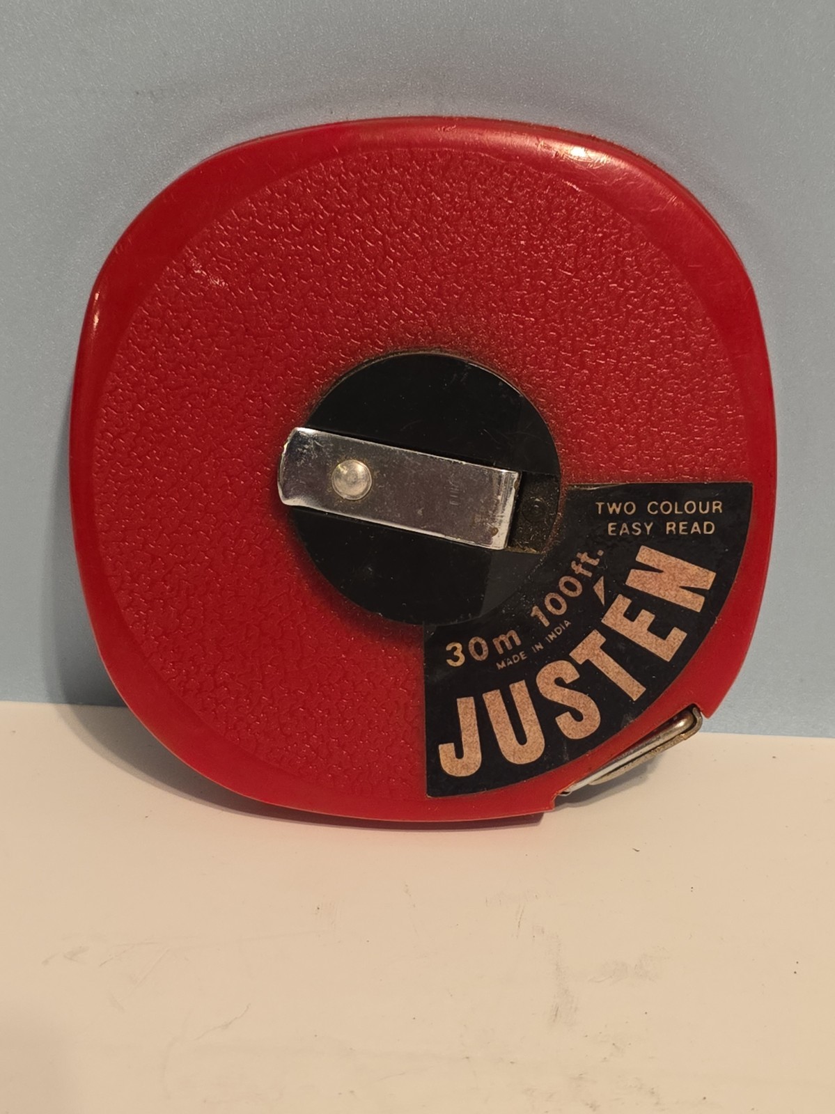 Vintage Justen Steel Tape Measure 100 Foot/30 Meter Double Sided Winding Vintage Justen Steel Tape Measure 100 Foot/30 Meter Double Sided Winding