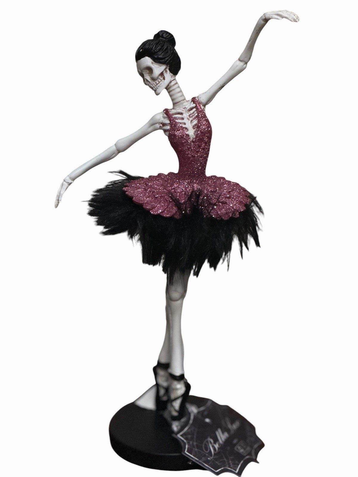 NEW Bella Lux Skeleton Ballerina Pink Glitter Tutu Día de Los Muertos Decor 11