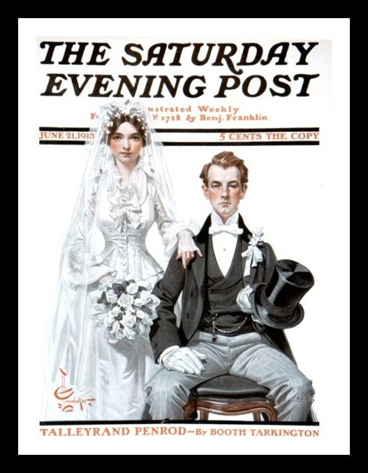 Saturday Evening Post June 21, 1913 Bridal Couple J.C. Leyendecker Cover Print