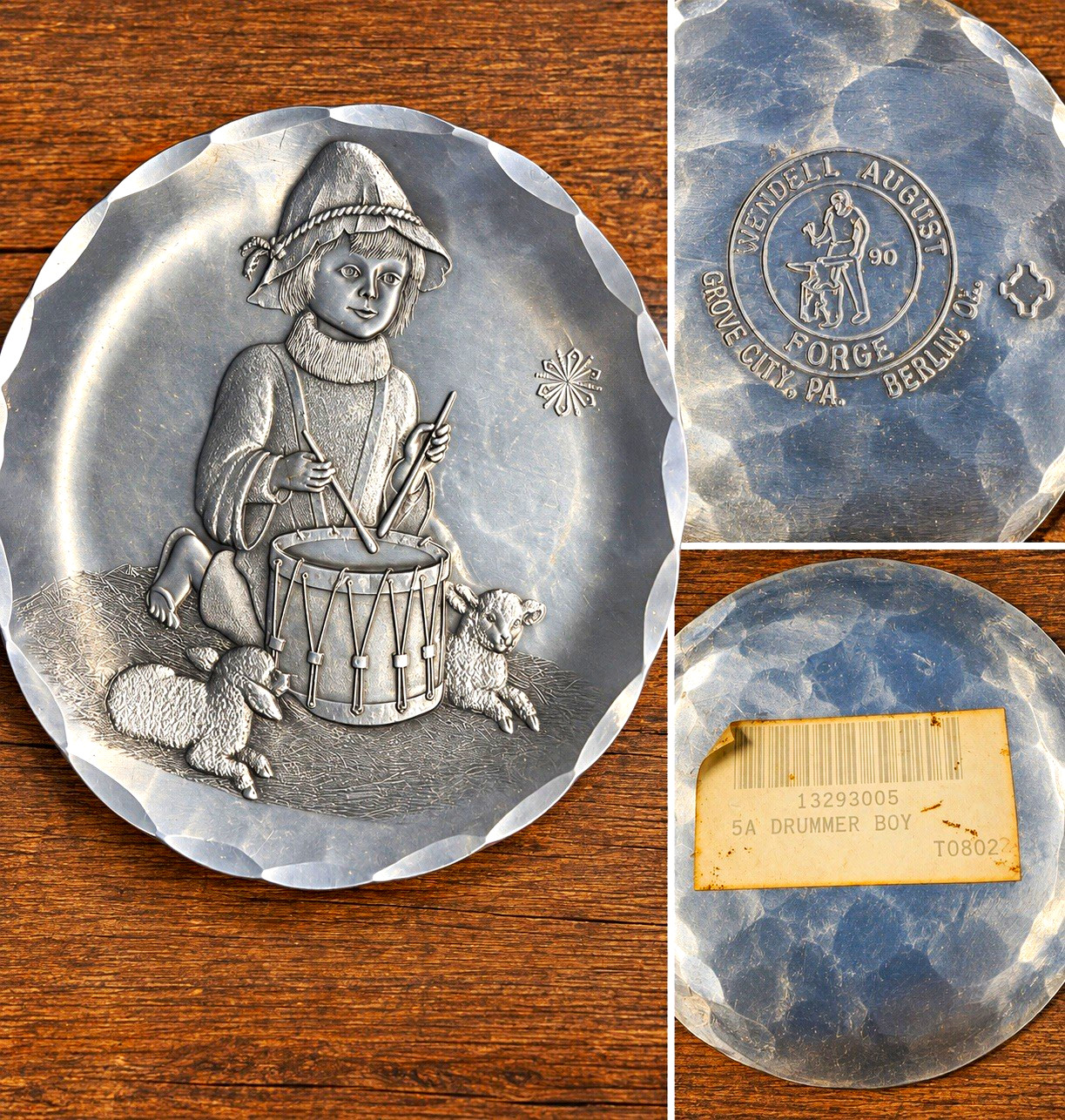 Wendell August Forge Drummer Boy Silver Hammered Embossed Christmas Plate