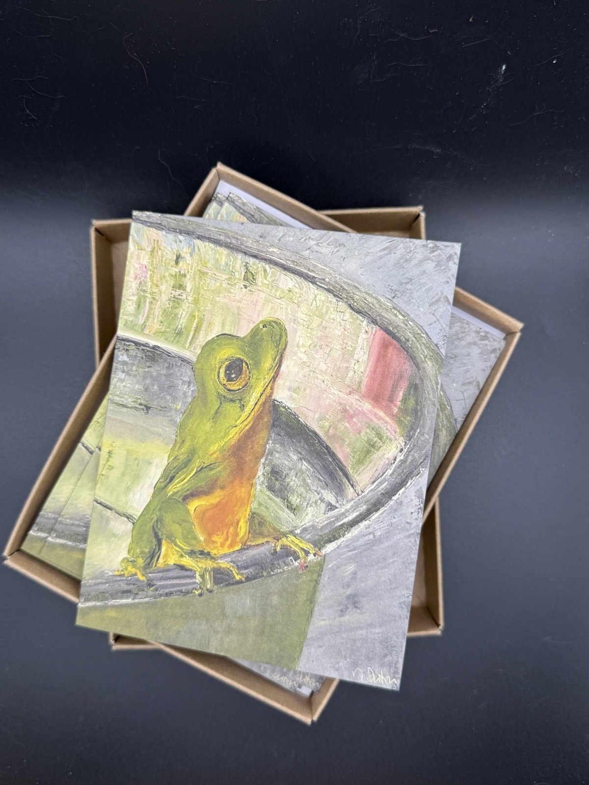 9 Blank Cards, Painting Of Garden Frog With Envelopes