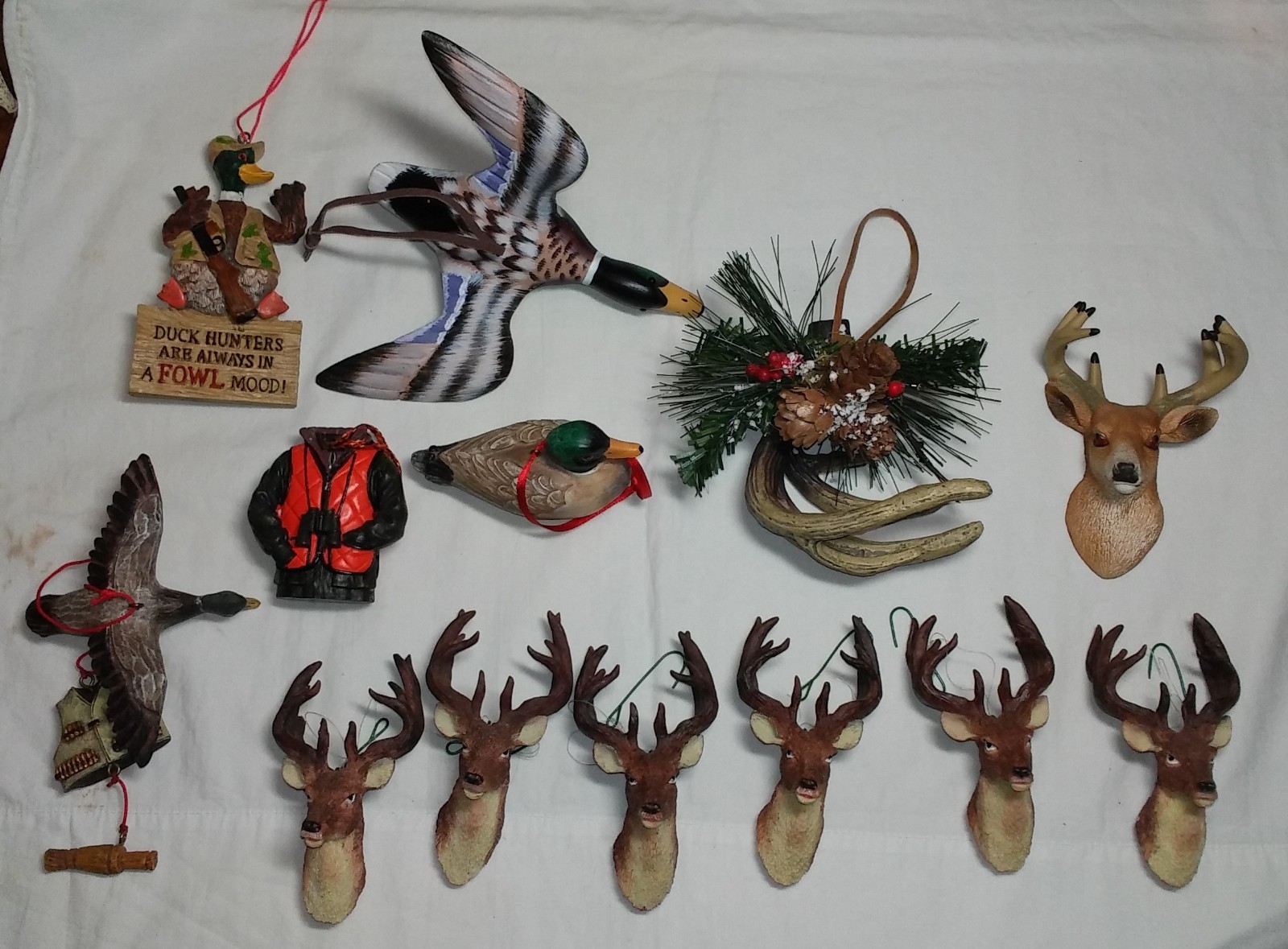 Vintage Wildlife Resin & Wood Christmas Ornaments Lot Of 13