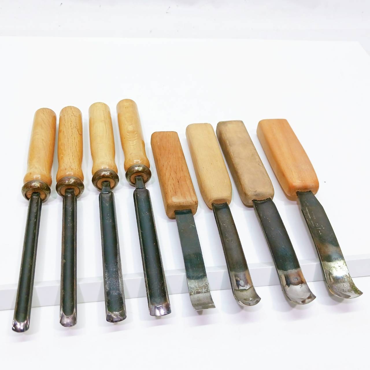 Hiro-Sada 弘貞 Japanese Wood Carving Chisel 8pcs Woodworking Vintage Japan BG063