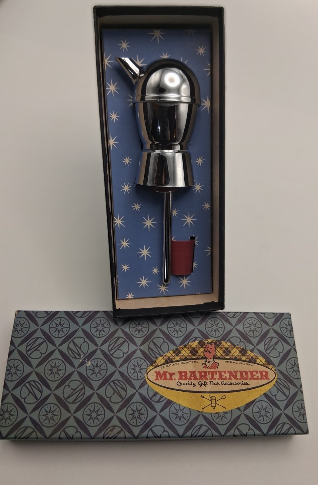 Mr Bartender Chrome Stainless Steel Vintage Bar Pourer Dispenser 1960s