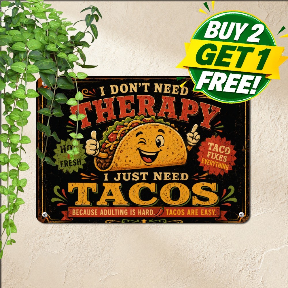 Funny Anti Taco Foodie Sign Iron Diner Wall Art Tin Metal Plaque 8x12