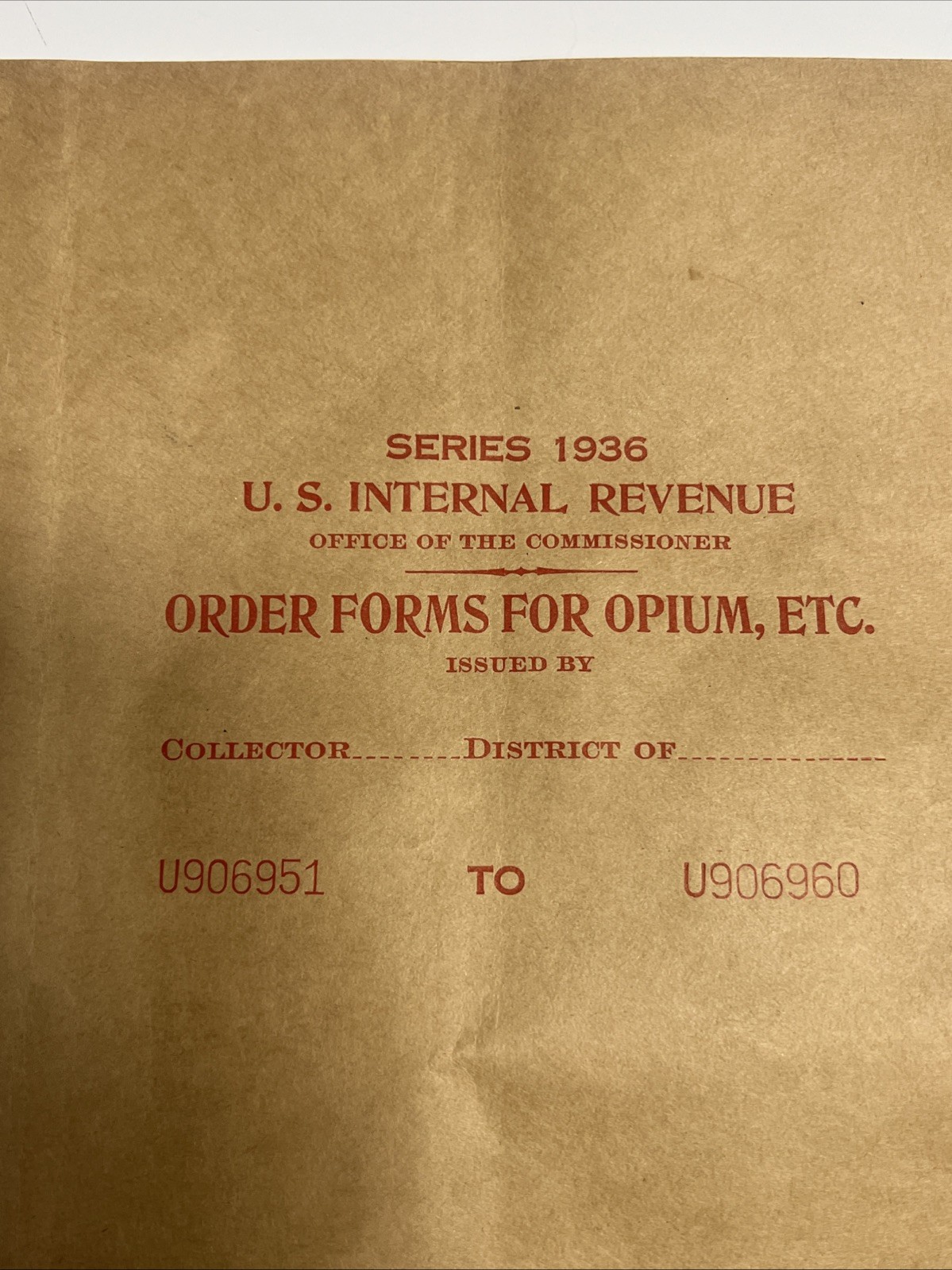 1930s-40s IRS Order Form For Opium/Coca Leaves Book Michigan Oddity 1930s-40s IRS Order Form For Opium/Coca Leaves Book Michigan Oddity
