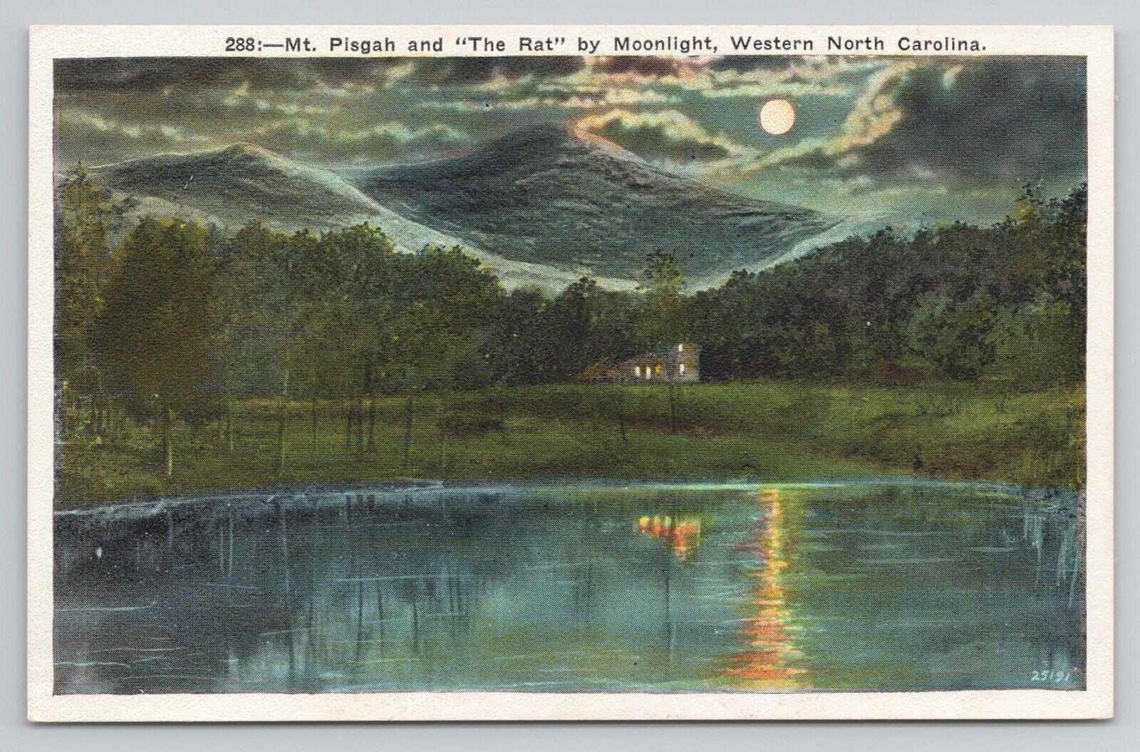 Postcard Mount Pisgah And The Rat by Moonlight Western North Carolina