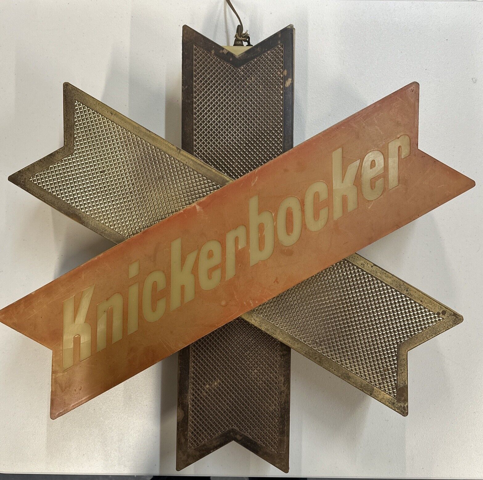 Vintage Ruppert Knickerbocker Beer Lighted Pendant Sign - 1960’s