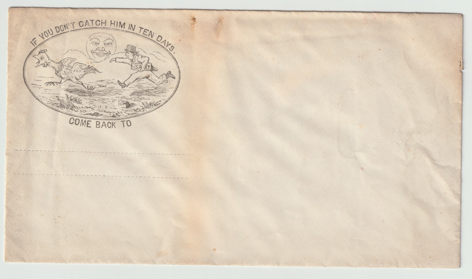 Antique Humorous Cover Chicken Salt Chase “If You Can’t Catch Him” Unused