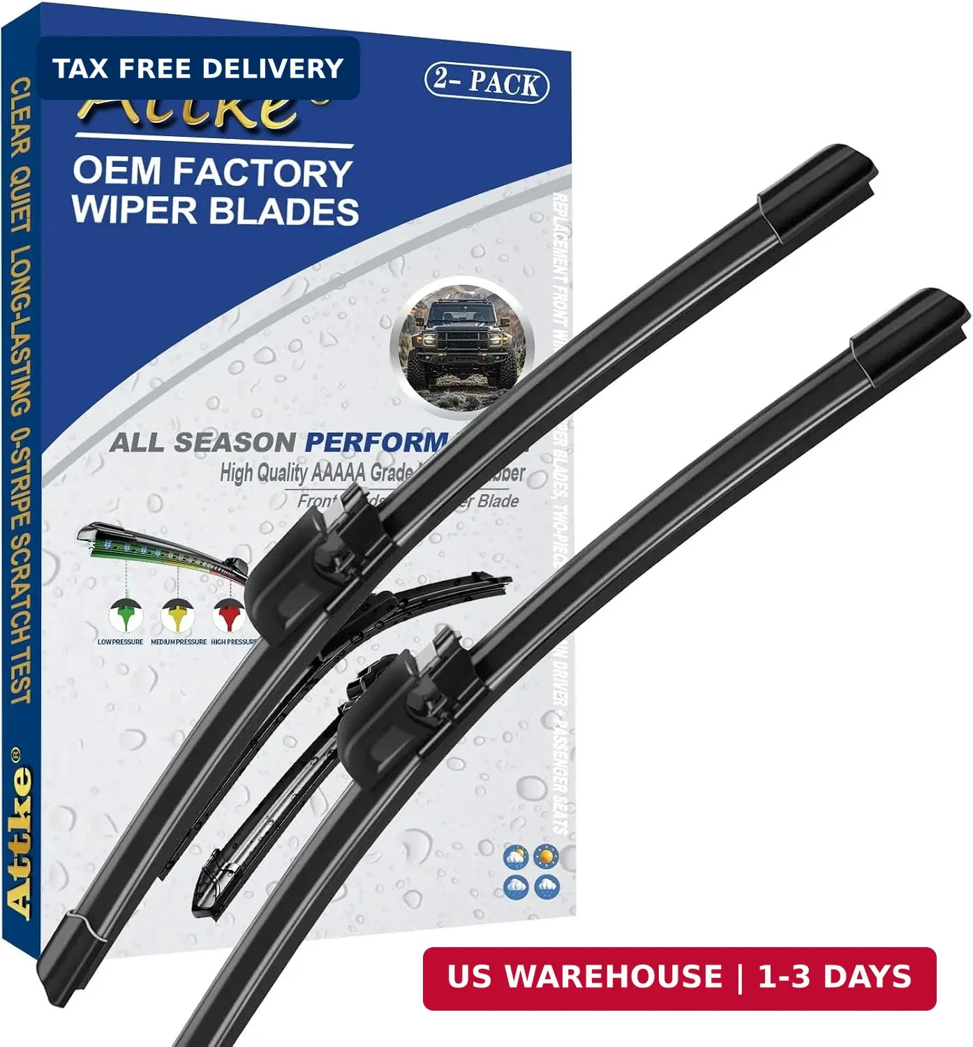 ATTKE Front Windshield Wiper Blades for Audi A8 S8 2003-2010 Genuine Replacem...