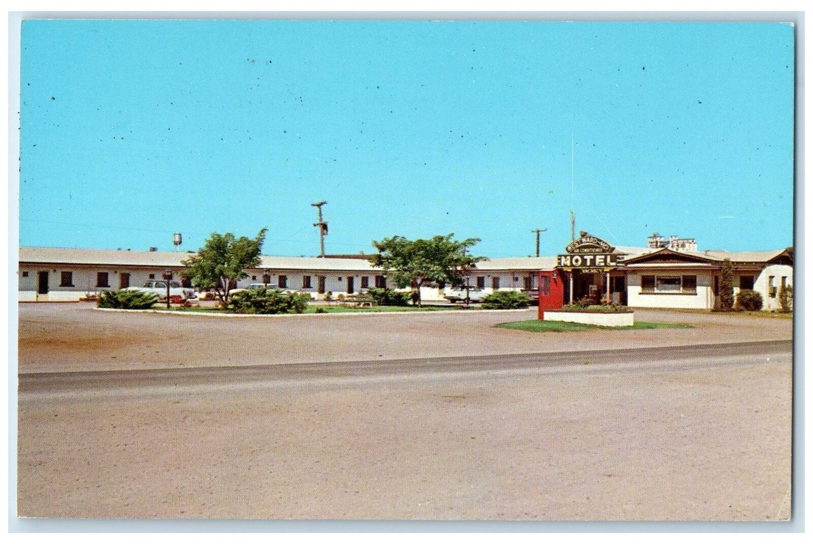c1960's Westward-Ho Motel Exterior Roadside Frederick Oklahoma OK Trees Postcard