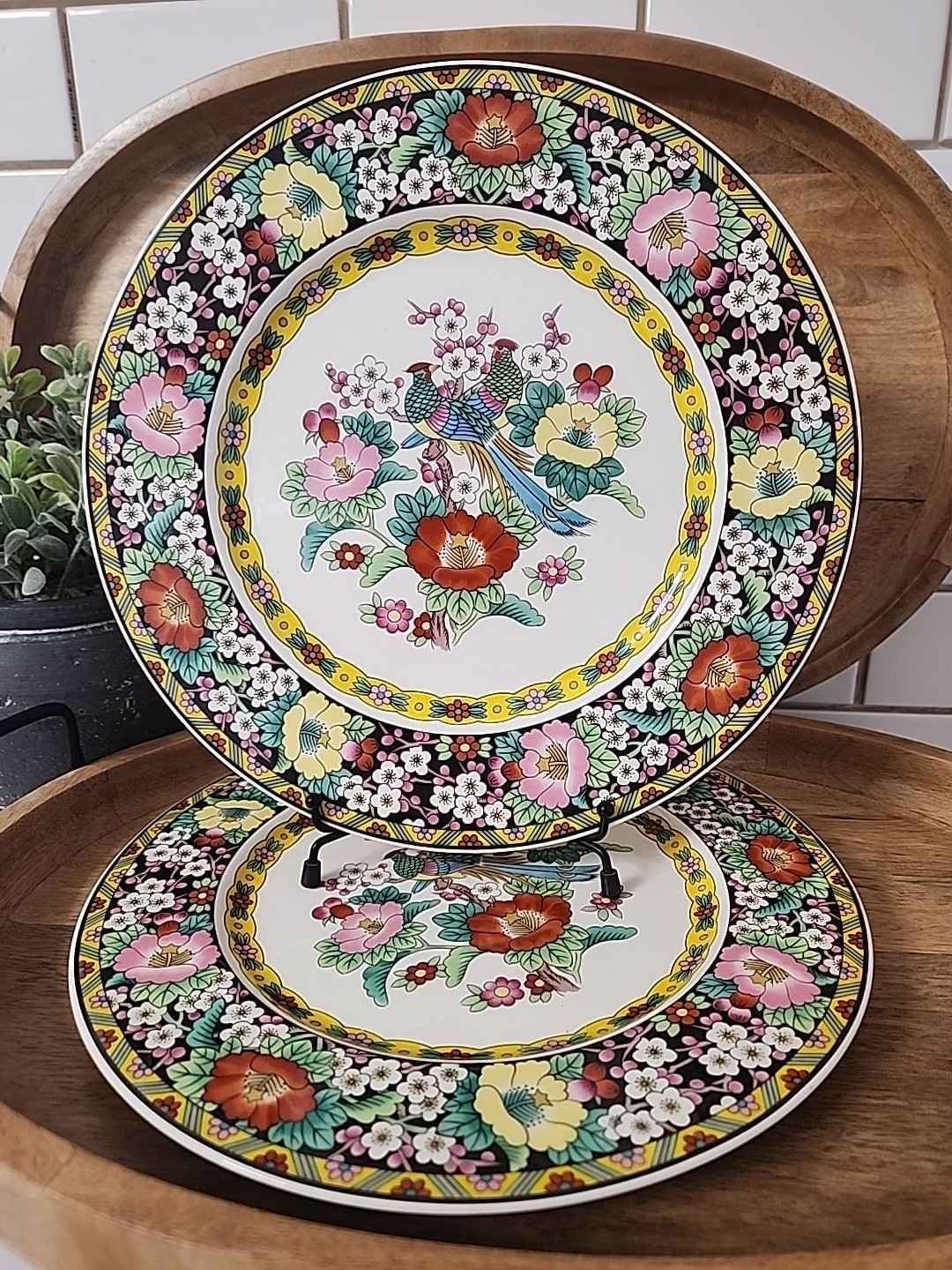 Set Of 2 Mikasa Kutani Bird Dinner Plates A7605 Bone China Narumi Japan 10.75