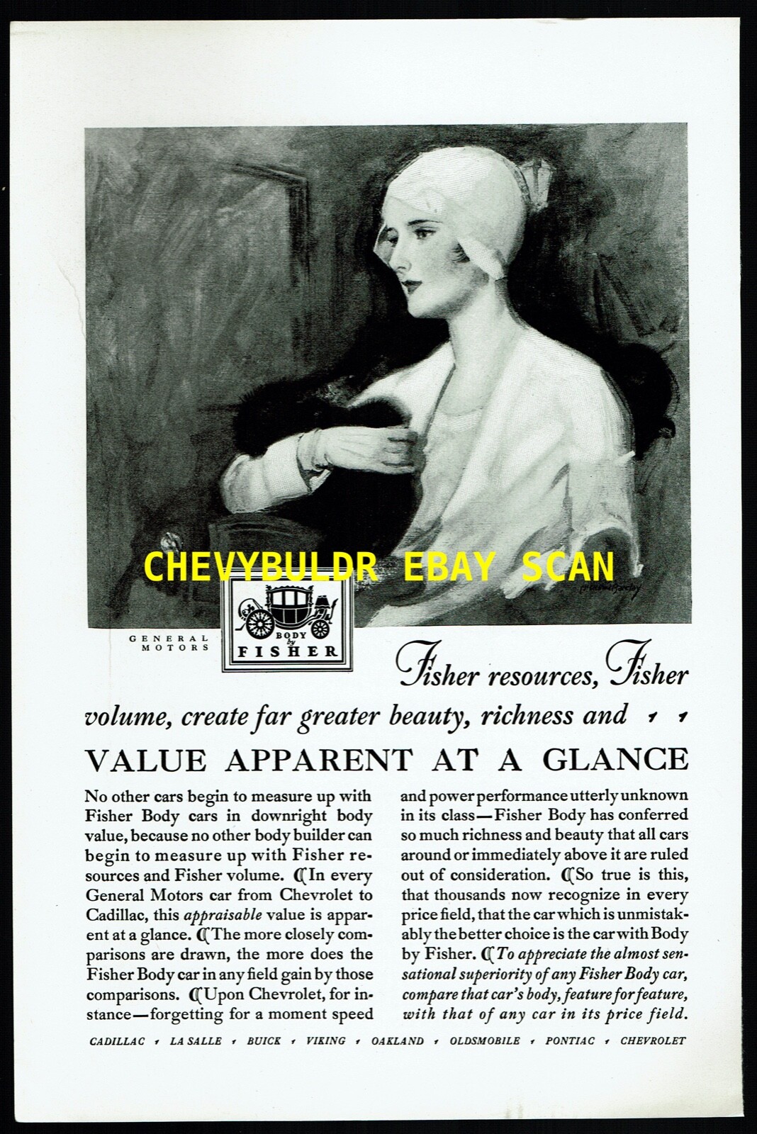 1929 GM\'s Body by Fisher Vintage Depression Era ad \