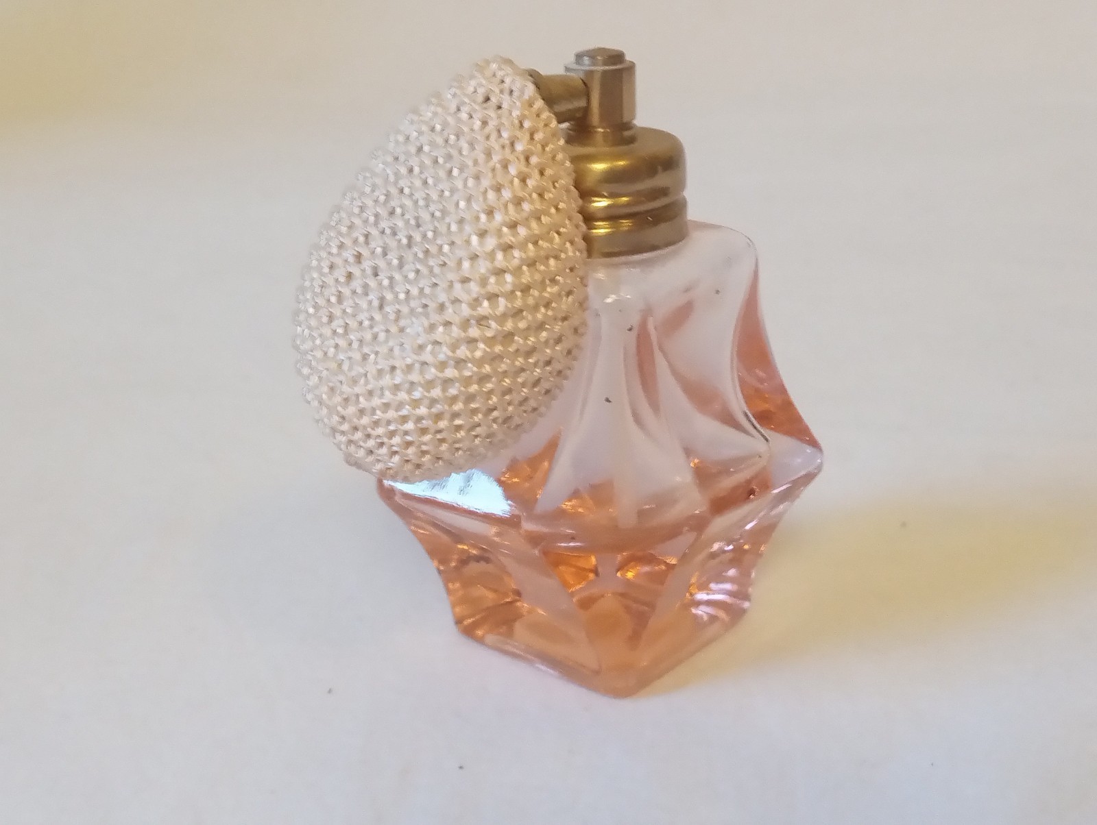 Vintage Pink, Peach,  Glass Perfume Clear Bottle