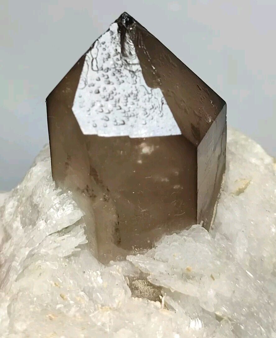 429g Smoky Quartz Crystal On Matrix Lepidolite Having Good Luster & Nice Growt.