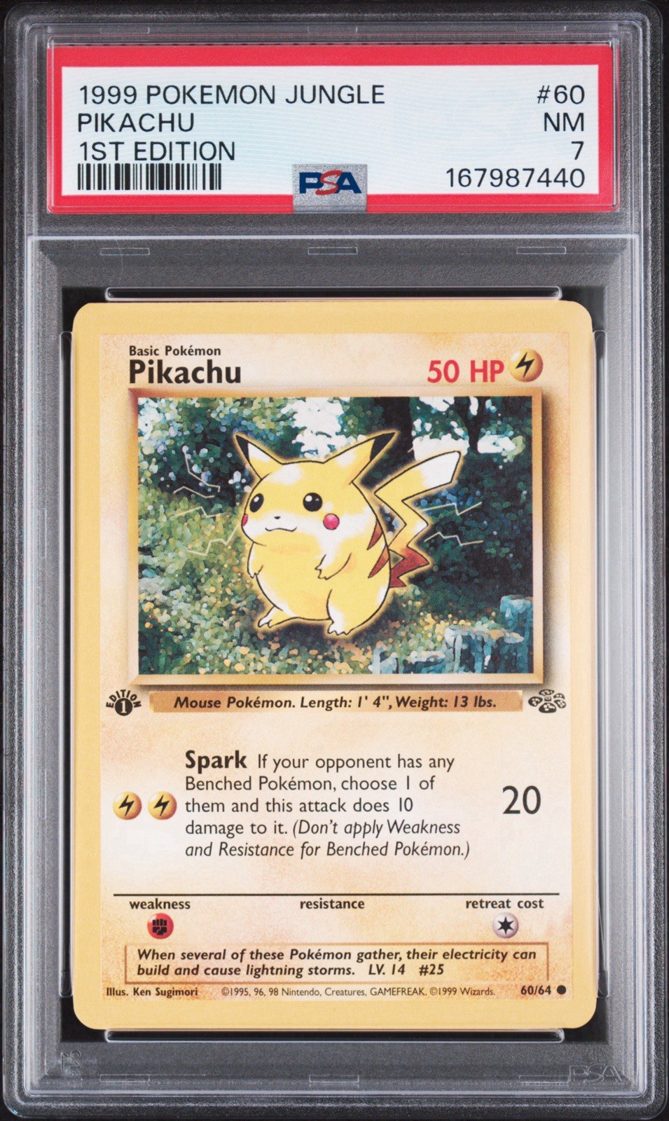 1999 Pokemon Jungle Pikachu 1st Edition 60/64 PSA 7 NM WOTC Vintage