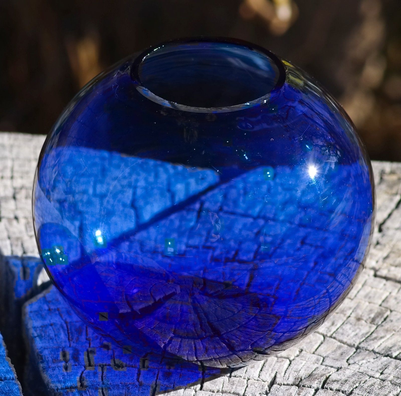 VINTAGE Optic Ball Vase by HEISEY Cobalt Blue ART DECO 1930's VERY RARE