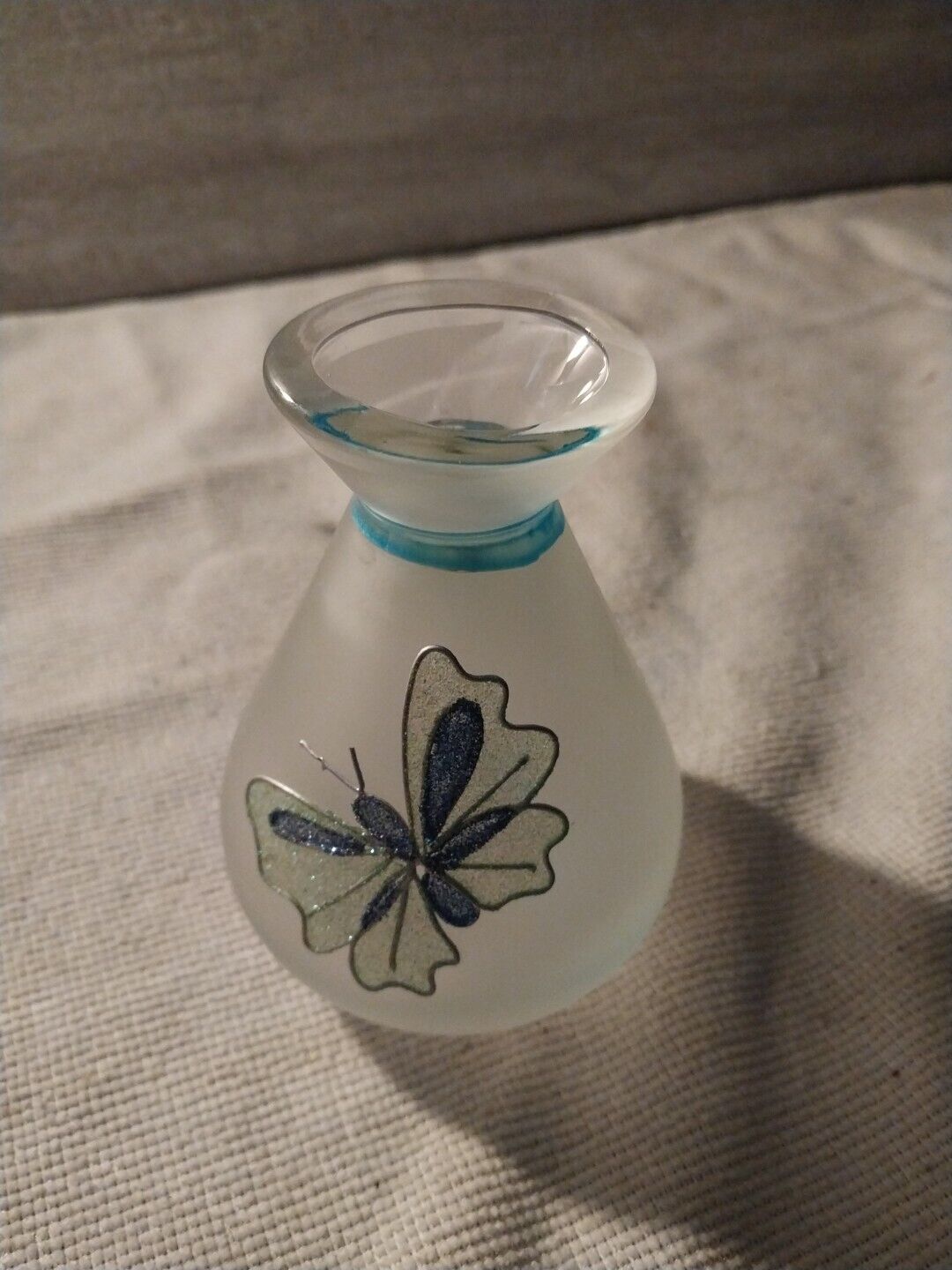 6 in. Hand Painted Frosted Butterfly  Vase