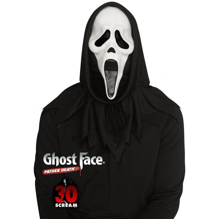 Scream Ghost Face 30th Anniversary Mask/ Shroud  Adult Glow in the Dark