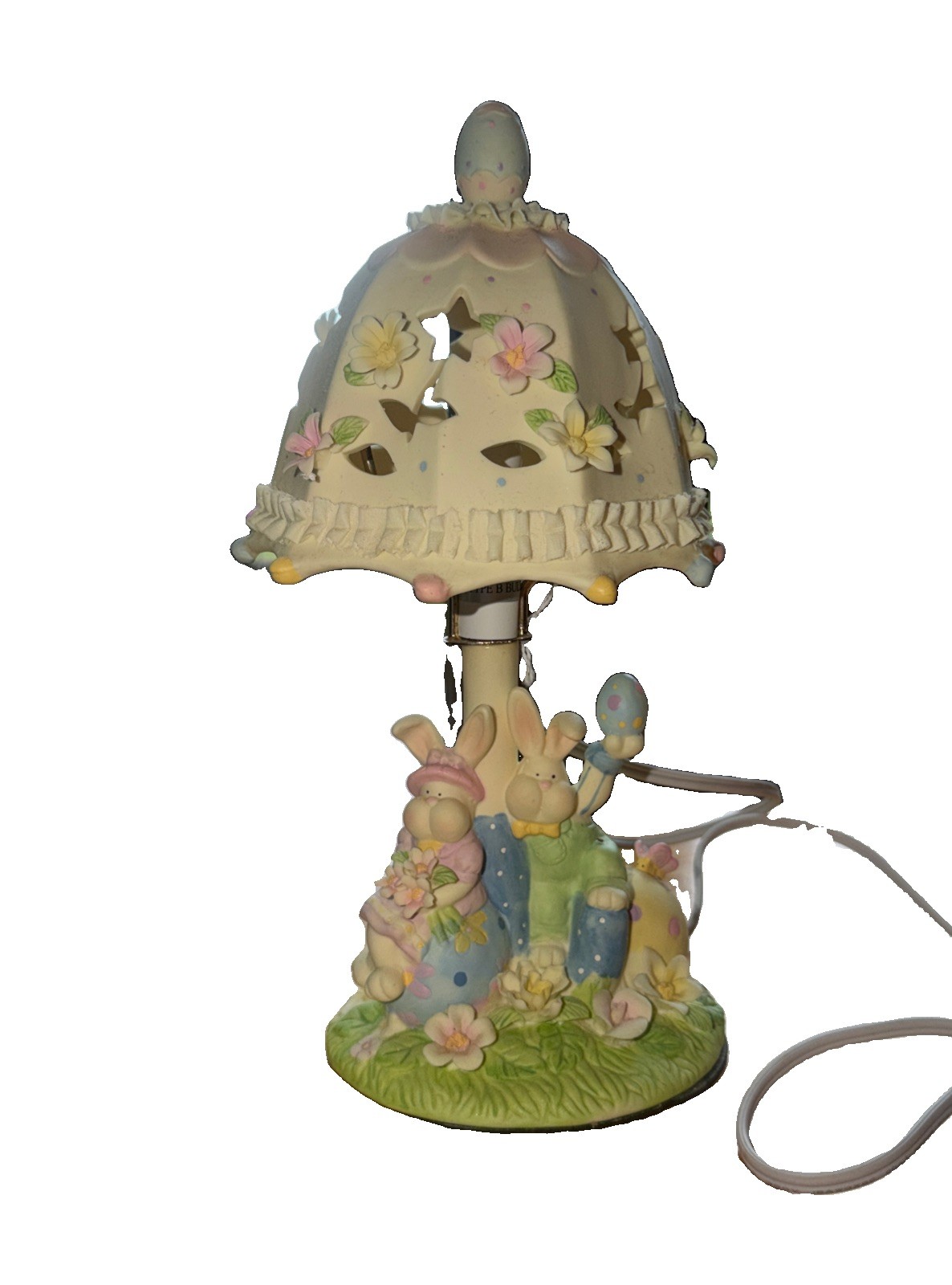  Easter Time Vintage Ceramic Bunny Umbrella Table Lamp Box Decor Nursery