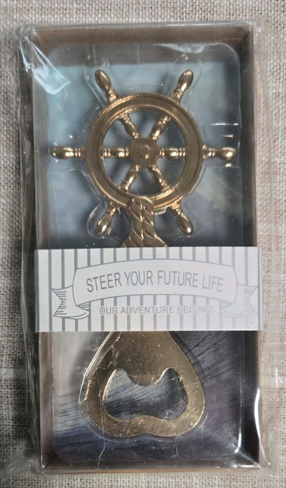 Brass Ship\'s Wheel Bottle Opener; NIB; \