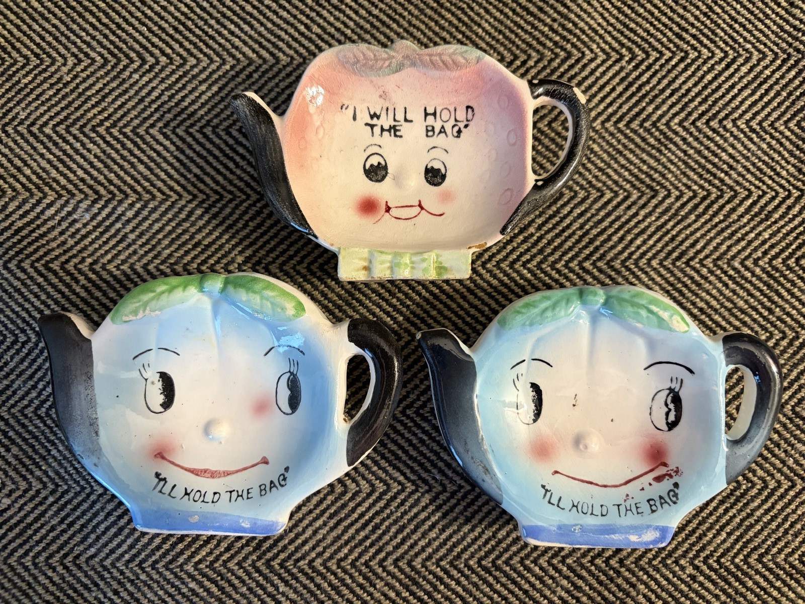 Vintage Tea Bag Holder Anthropomorphic 