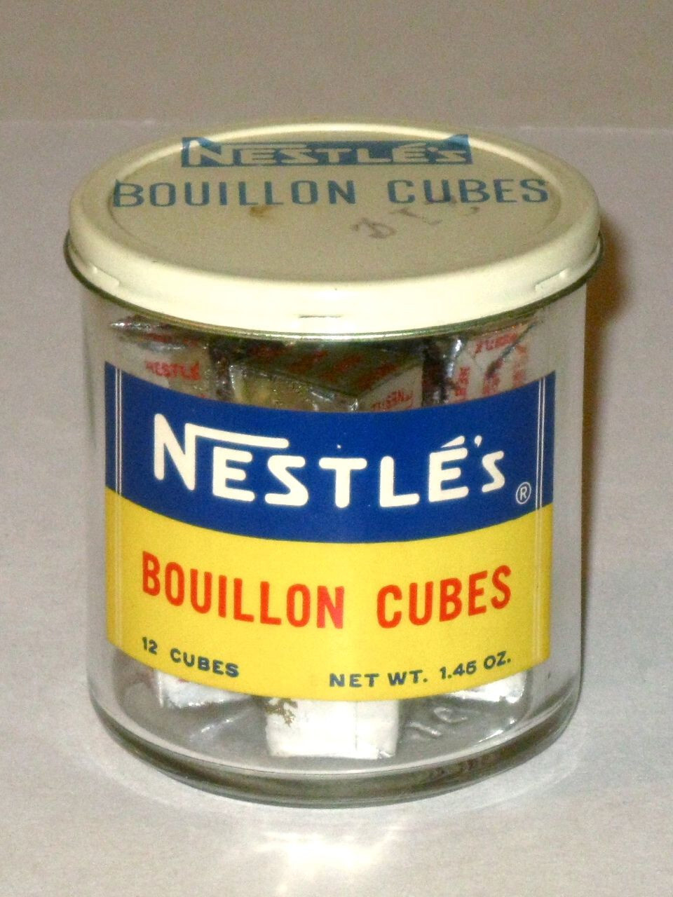 Vintage 1950s Nestlé's BOUILLON CUBES Jar with Contents NESTLÉ White Plains NY