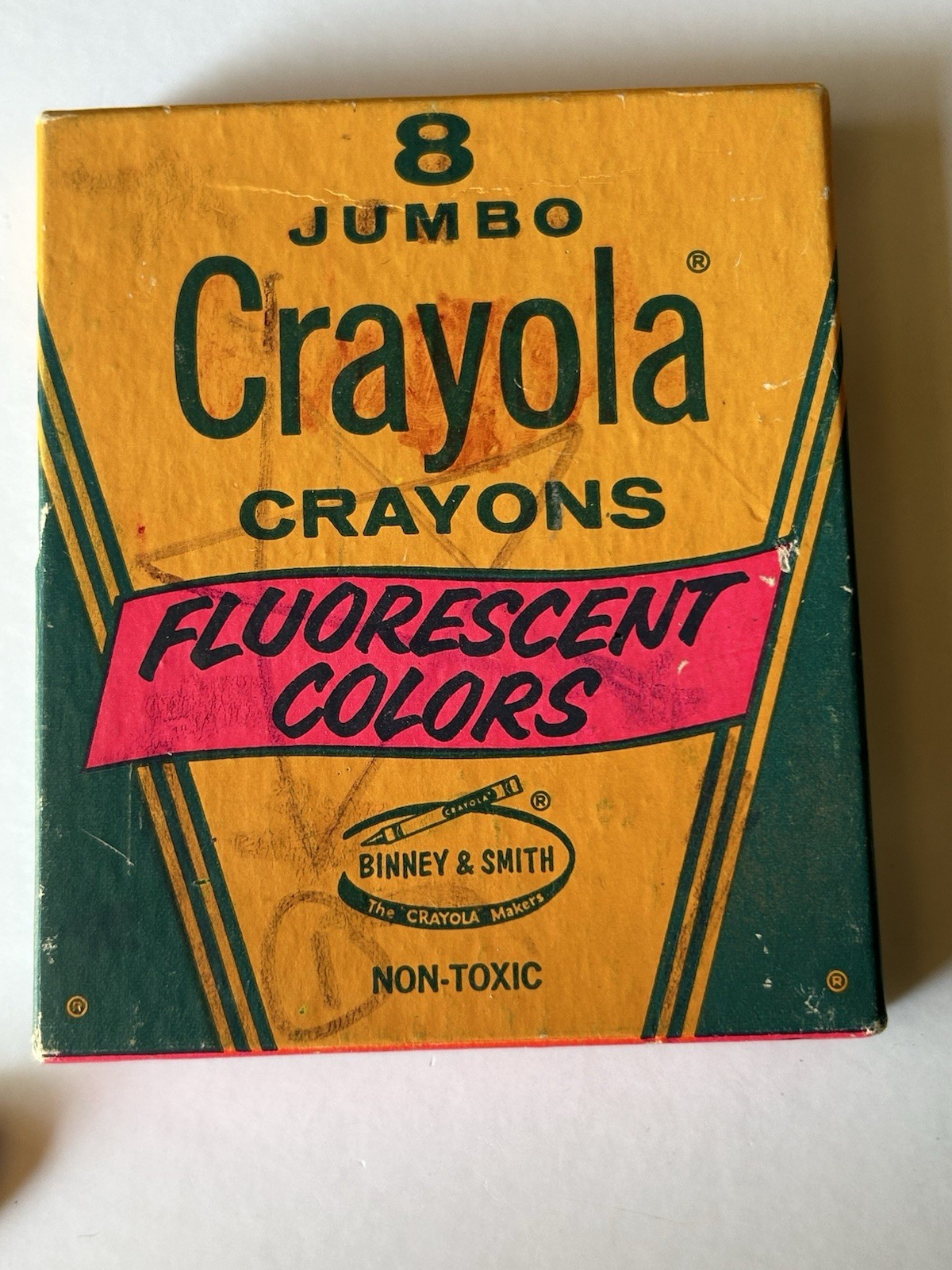 VTG 1970’s Box Of 8 Count Binney & Smith Crayola Jumbo Fluorescent Crayons USA