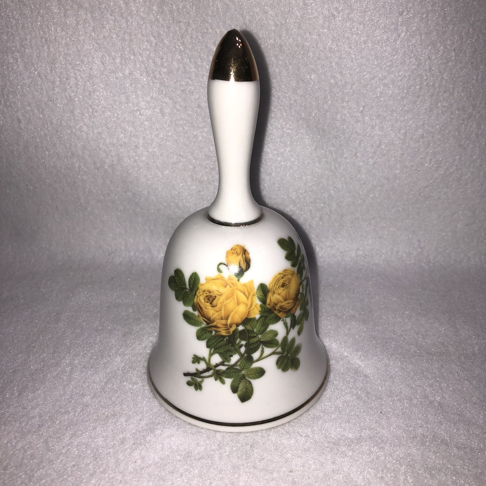 ENESCO Yellow Roses Floral Porcelain Bell Vintage 5.5\