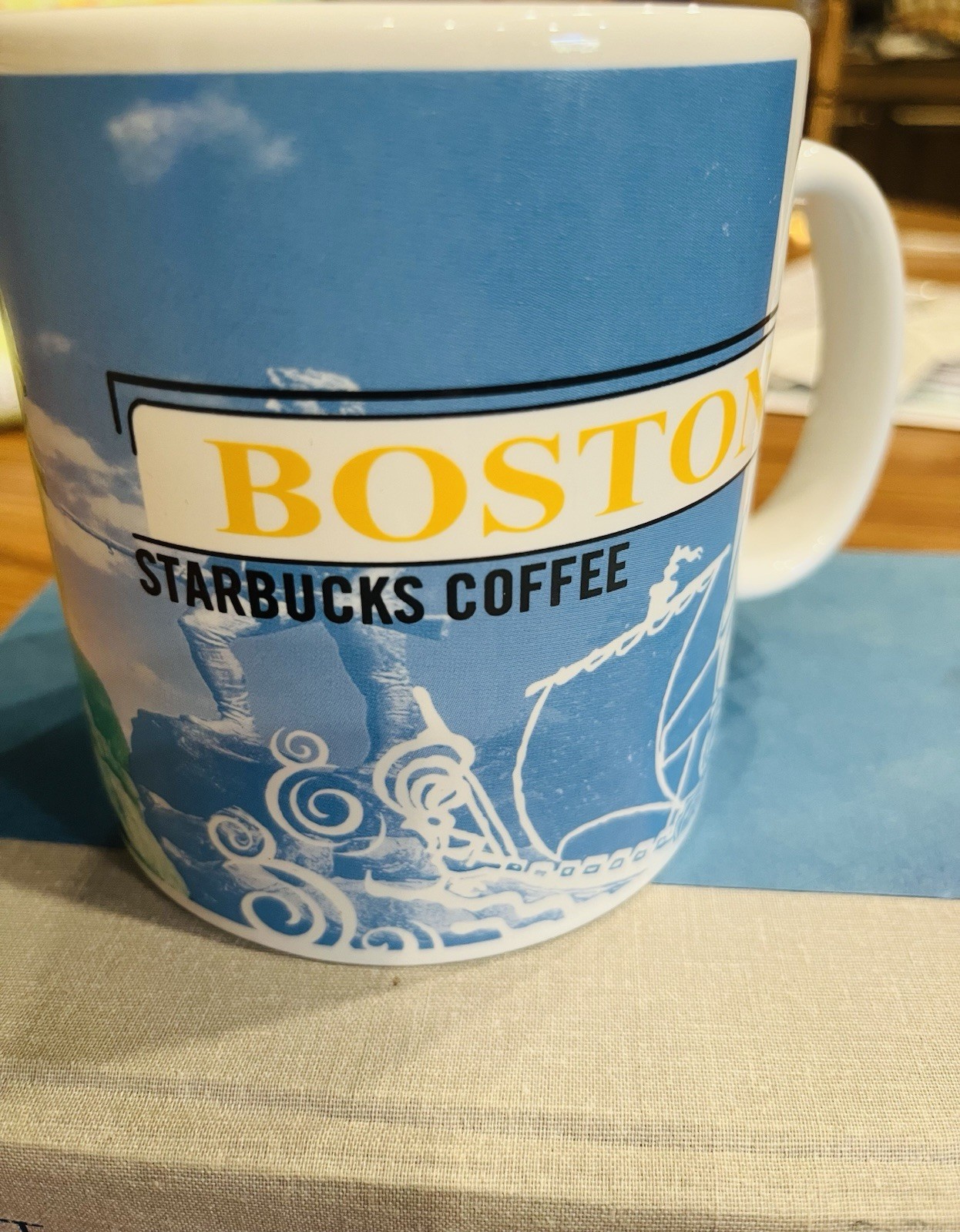 Starbucks Blue Boston Landmarks City 1999 Rare Vintage Mug