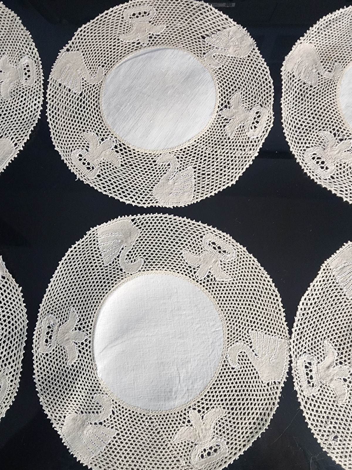 9 Antique Brussels Lace Coasters 6\