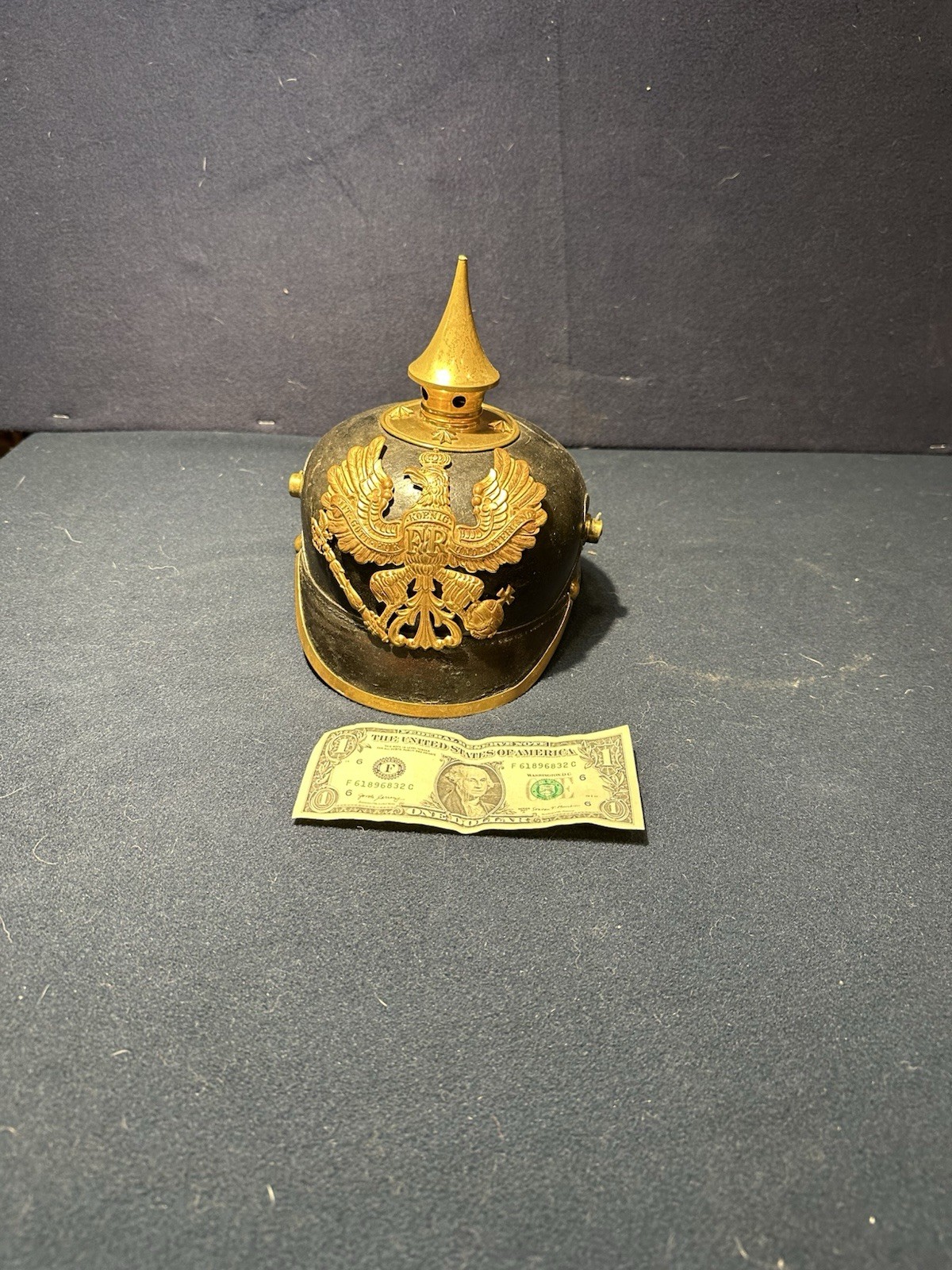 Original Pre WW1 Imperial German Pickelhaube Spiked Officer candidate Helmet 