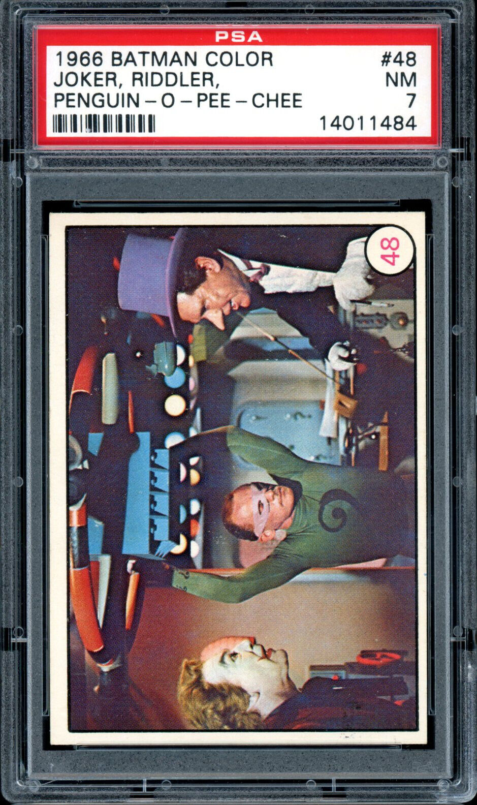 1966 TOPPS OPC (Canada) BATMAN COLOR #48 Joker Riddler Penguin PSA 7 NM Card