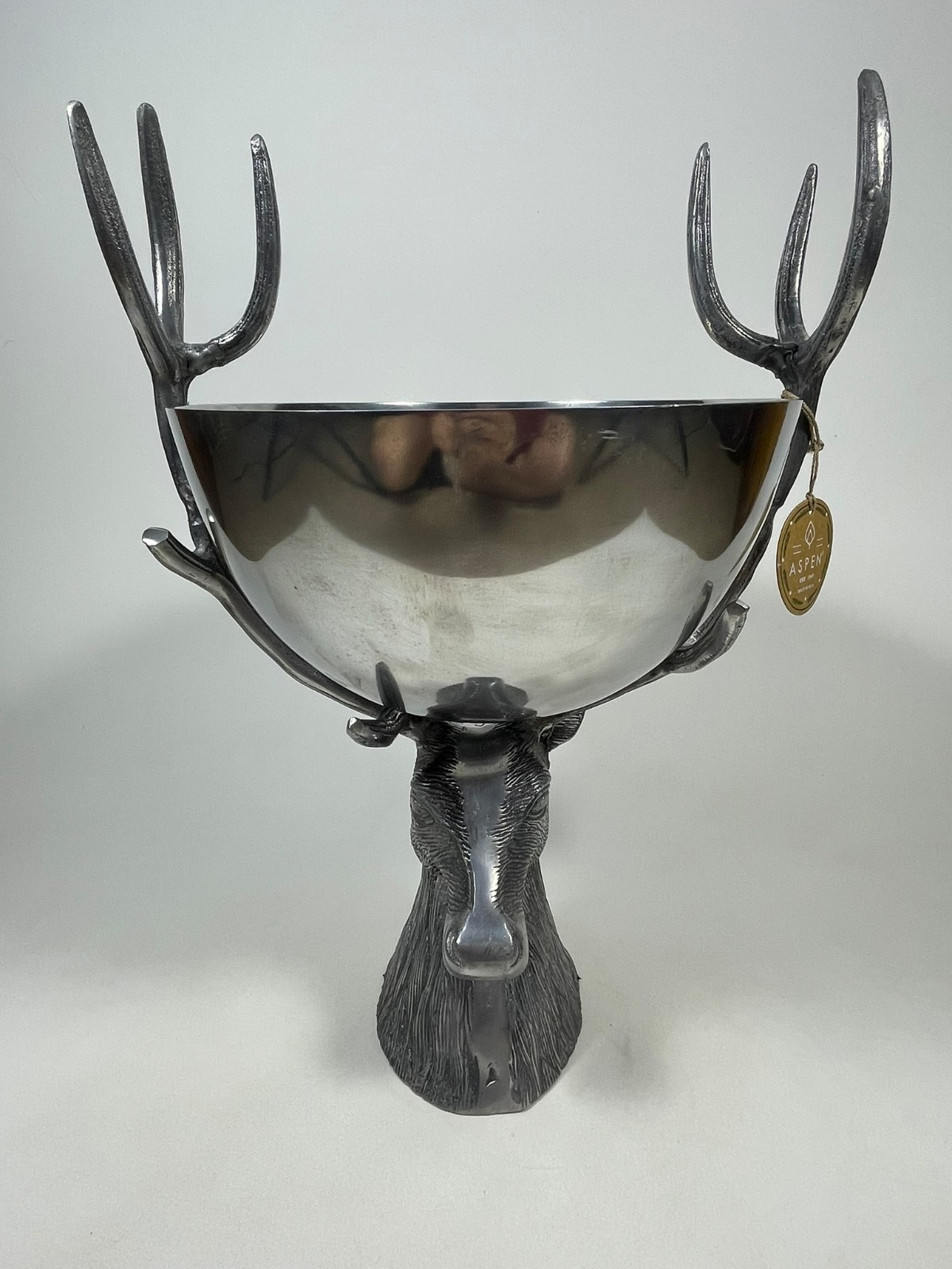 VTG Aspen Stag Deer Head Punch Bowl 20” Cast Aluminum Champagne Wine Ice Bucket