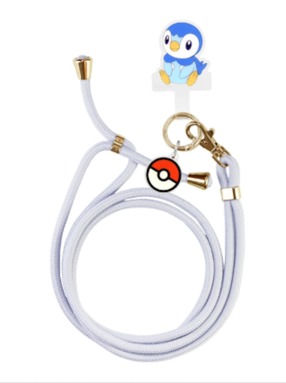 Pokemon Piplup Multi Ring Plus Phone Ring Holder & Crossbody Strap Set Japan New