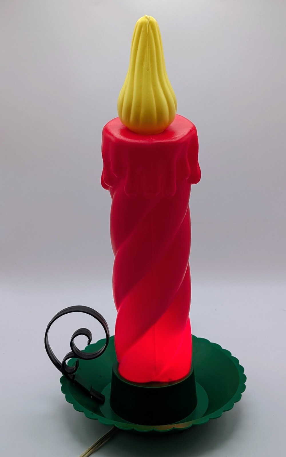 Vintage Beco Blow Mold 15” Tabletop Christmas Lighted Candle w/ Handle Holidays
