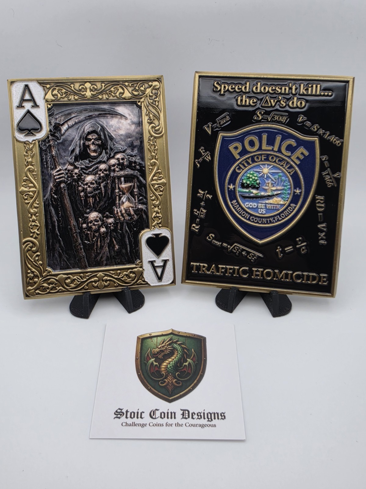 💥Ocala Marion County Police Florida Traffic Homicide Reaper challenge coin Gold