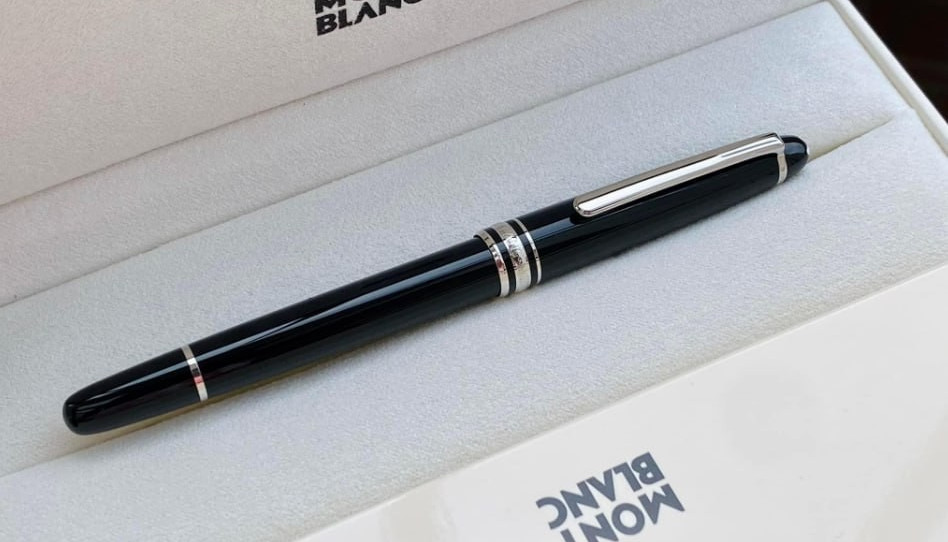 Luxury Black M.B Rollerball Pen Silver Trim Elegant Executive Writing Gift NIB