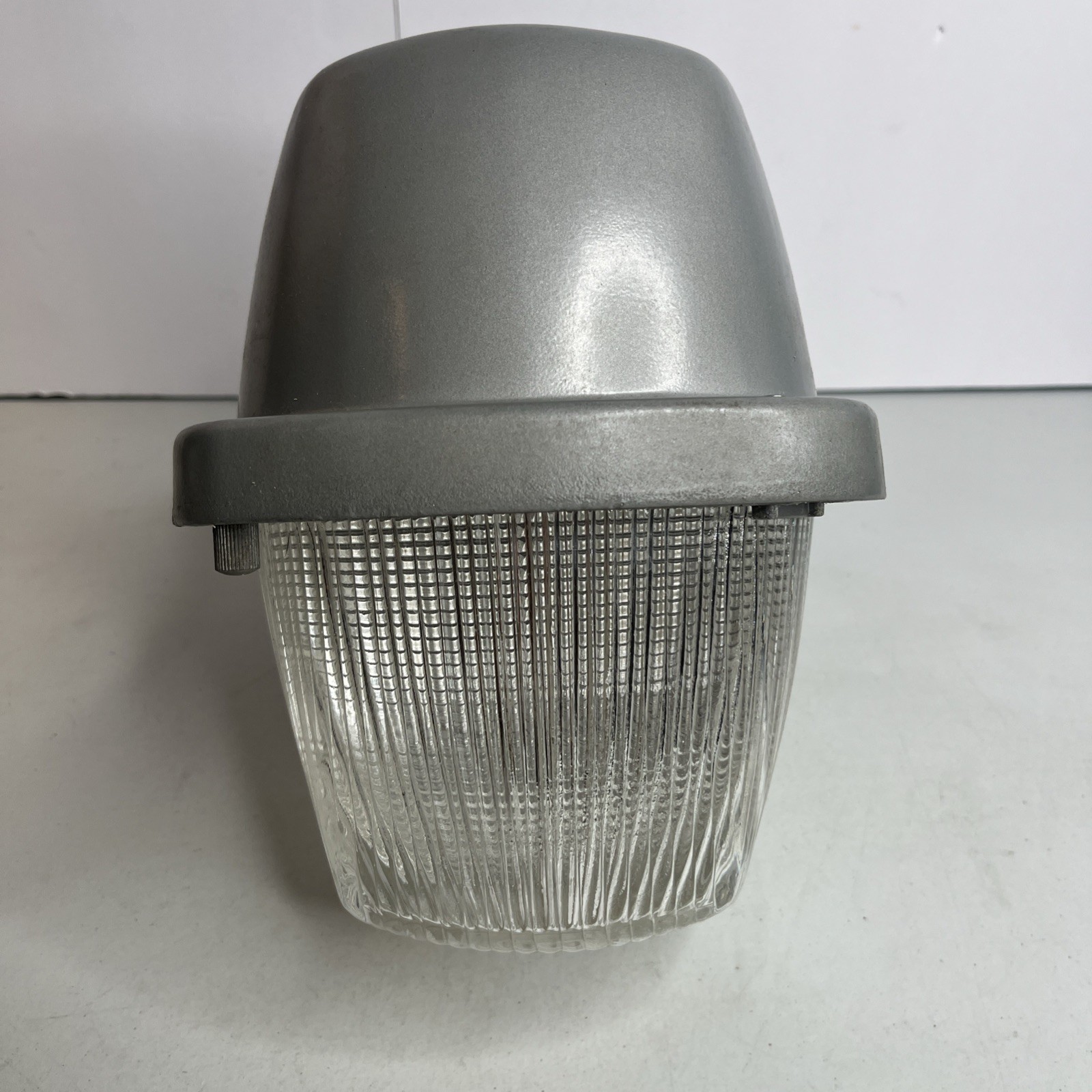 NOS Vintage Holophane Industrial Wall Sconce Light Glass Prismatic Storage Wear