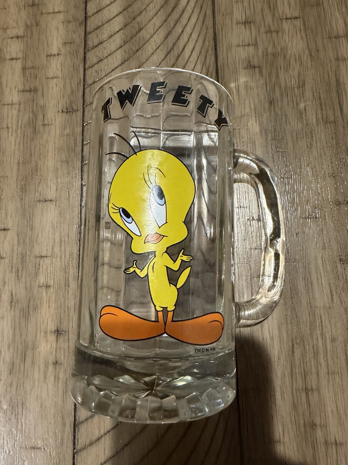 Vintage Glass Tweety Bird Tall Beer Mug By Warner Bros