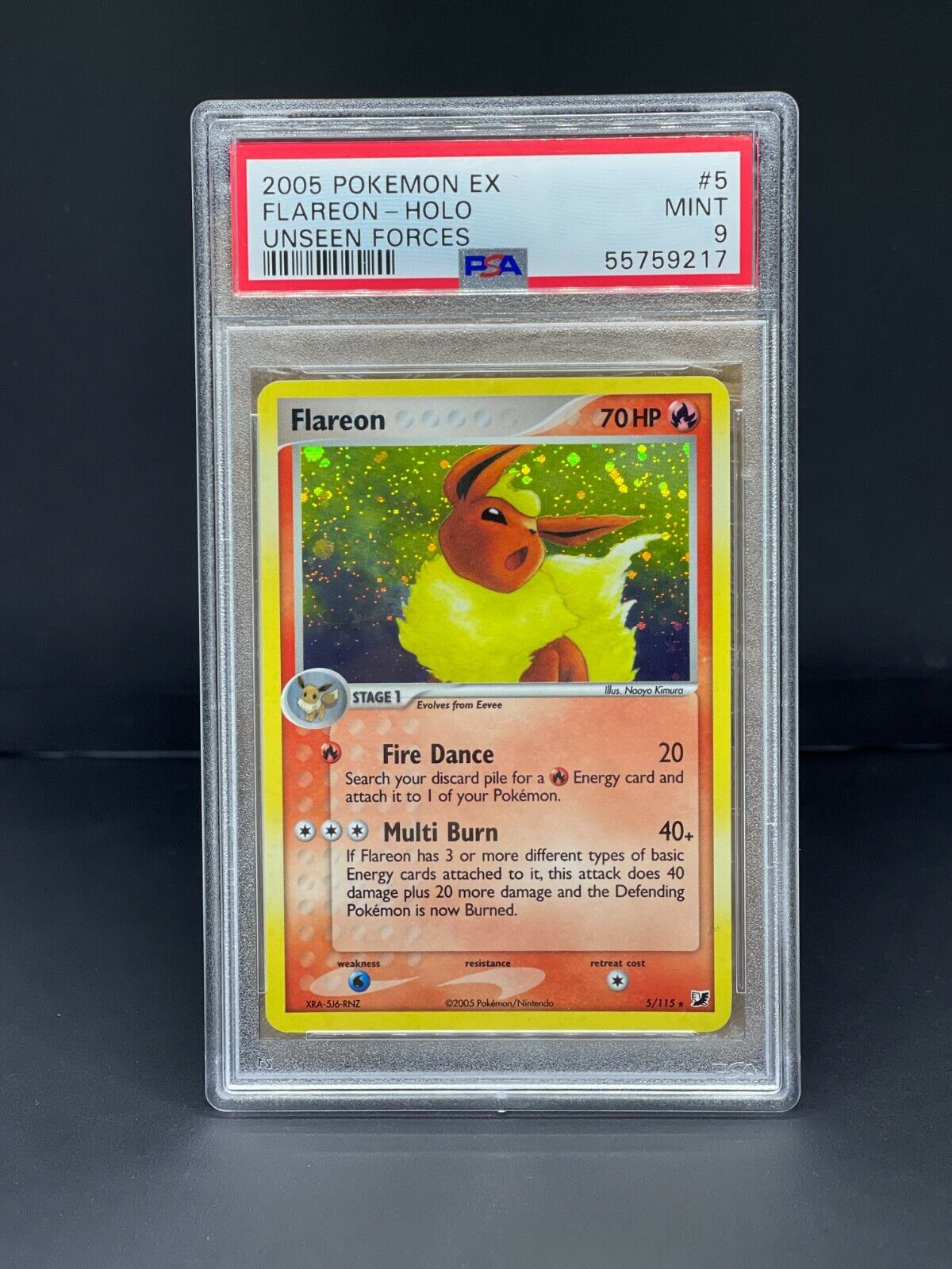 Pokemon Ex Unseen Forces Flareon Holo PSA 9 MINT #5 - Graded Card English