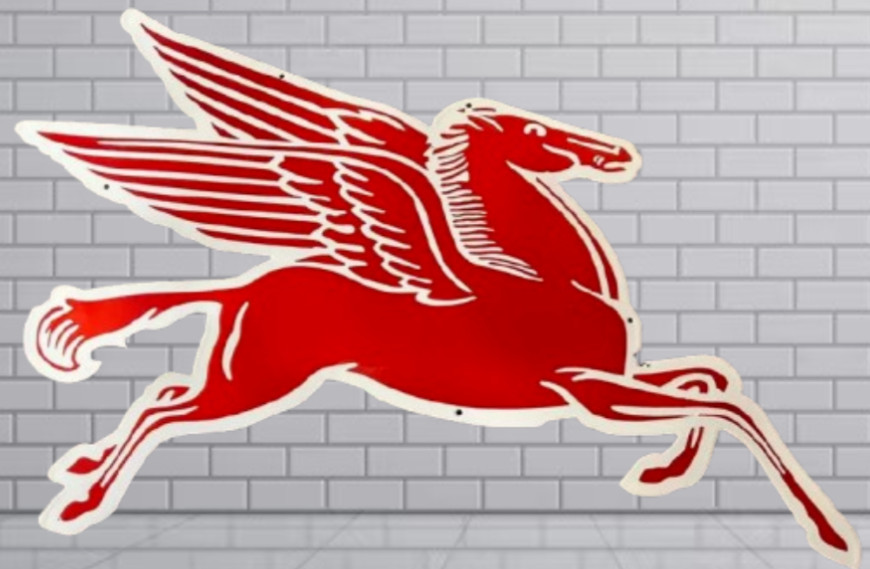 Peagasus Rare Porcelain Enamal Heavy Metal 36 inches Single Side