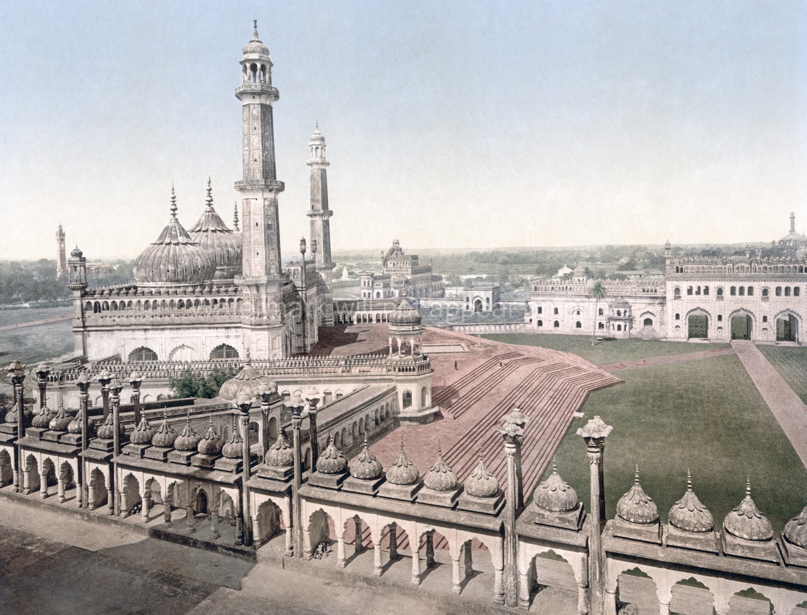 Lucknow India Mosque Islamic Architecture Minarets Domes Vtg. Photo 19thC.